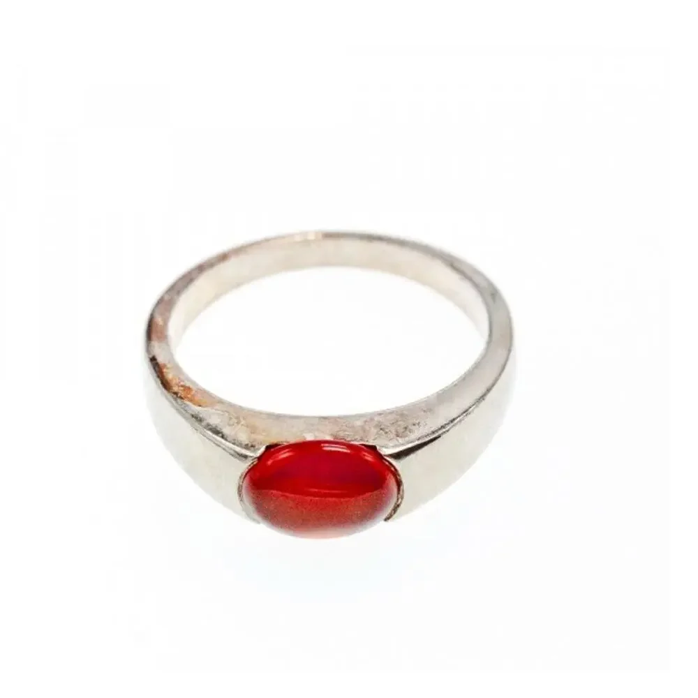 Vintage 925 Sterling Silver Agate Ring Size 7.25